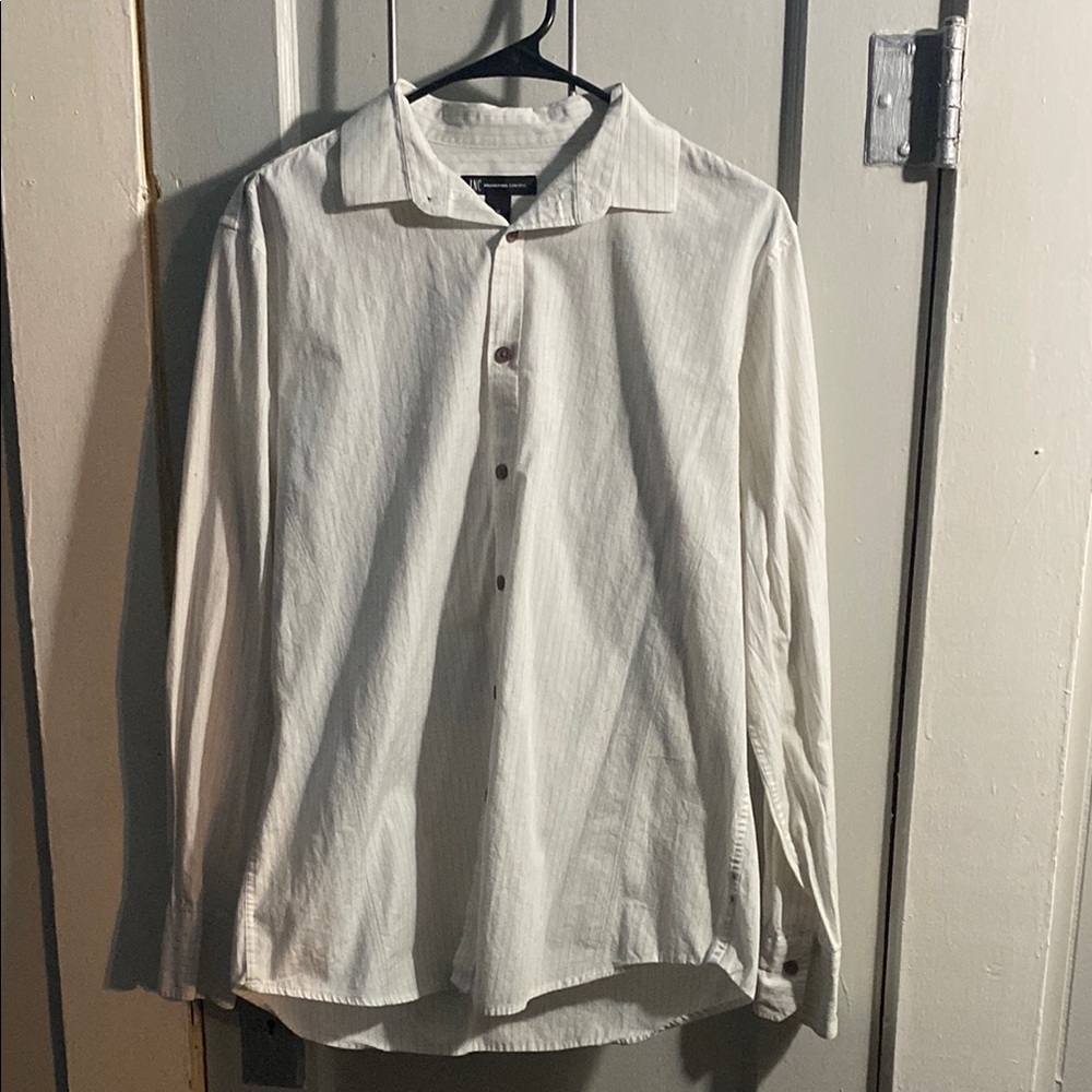INC International Concepts White Long-Sleeve Dress Shirt